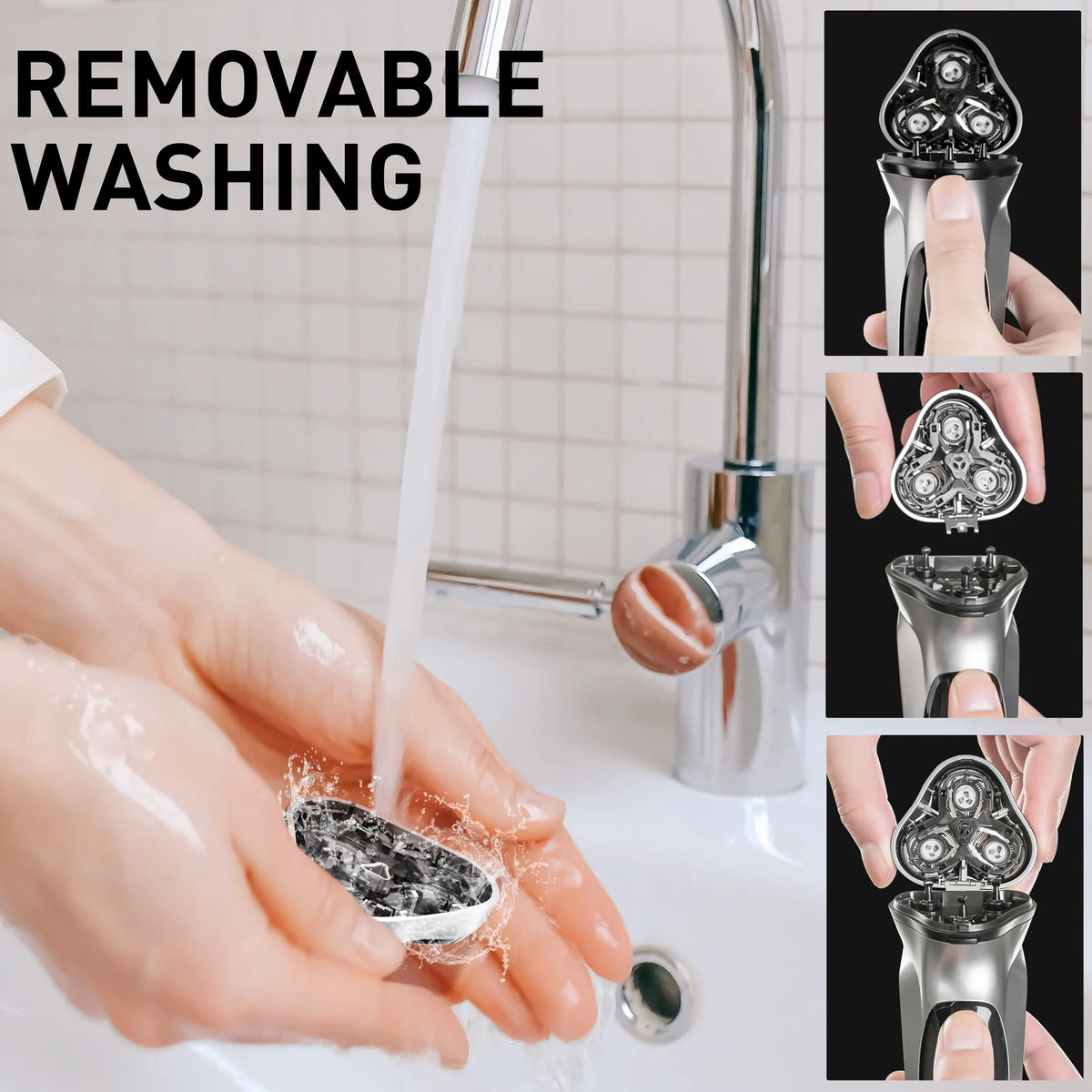 3D Floating Blade Electric Shaver for Men USB Rechargeable Rotary Razor