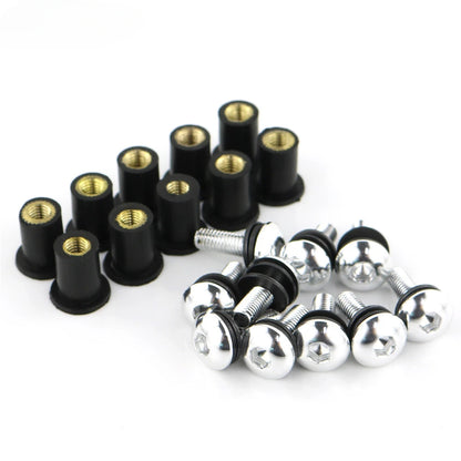 10Pcs Rubber Well Nuts M5 Metric Bolts for Motorcycle Windscreen Fairing