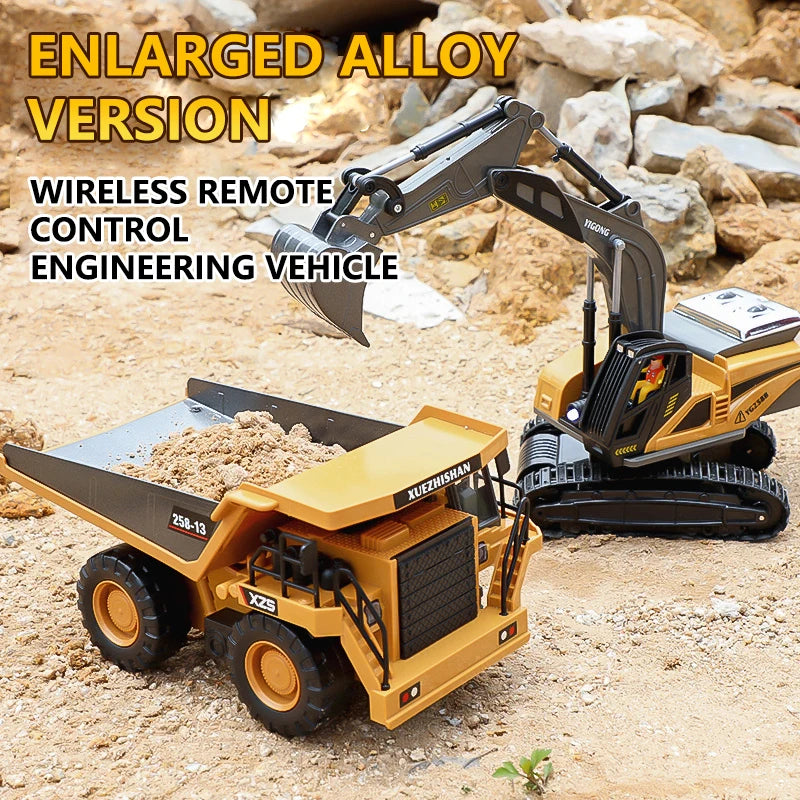 RC Excavator Dumper Car 2.4G Remote Control Engineering Vehicle Crawler Truck Bulldozer Toys for Boys Kids Christmas Gifts-EXPROTAS