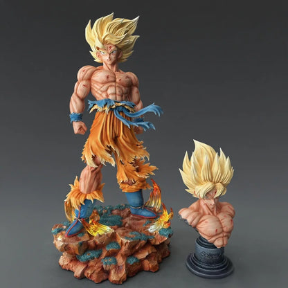 Dragon Ball Z Goku Figure JT Statue LED Base Super Saiyan with Replaceable Heads Gift