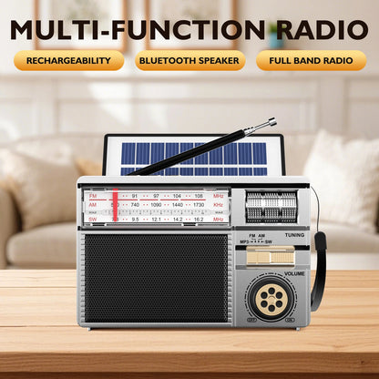 Long-lasting Battery Wireless Retro All-Band Radio with Multi-Mode Charging