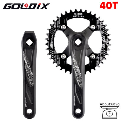 GOLDIX Square Hole MTB Crankset, Aluminum Alloy, 170/175mm, 104BCD 32-42T Narrow Wide