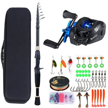 1.8-2.4m Telescopic Rod Reel Set Sougayilang 7.2:1 Freshwater Fishing Kit