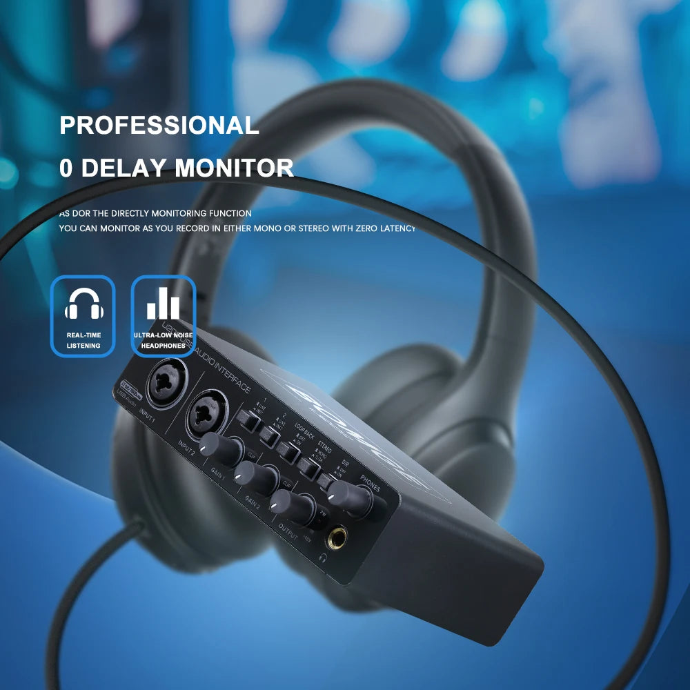 BOMGE U202 USB Audio Interface with Mic Preamplifier XLR/TSR/TS Ports 48V 32-Bit/192kHz Resolution for computer recording Stream-EXPROTAS