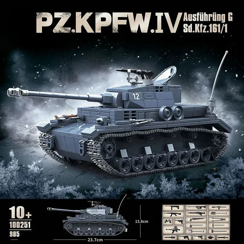WW2 German Tiger I Tank Building Blocks Military Toy Set for Kids