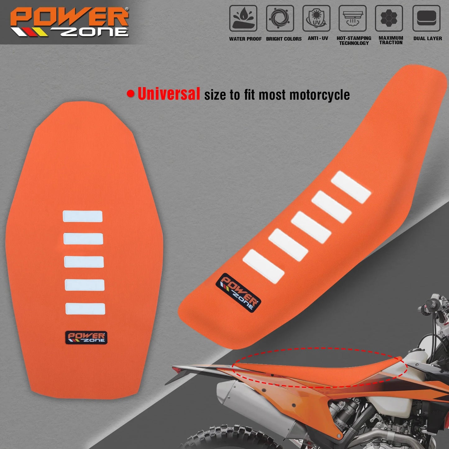 Waterproof Ribbed Gripper Seat Cover Anti-Slip for Powerzone SXF EXC KXF CRF