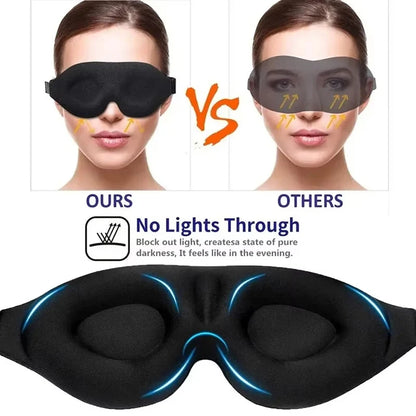 3D Eye Mask Blocking Light for Men Women Breathable Sleep Cover Black