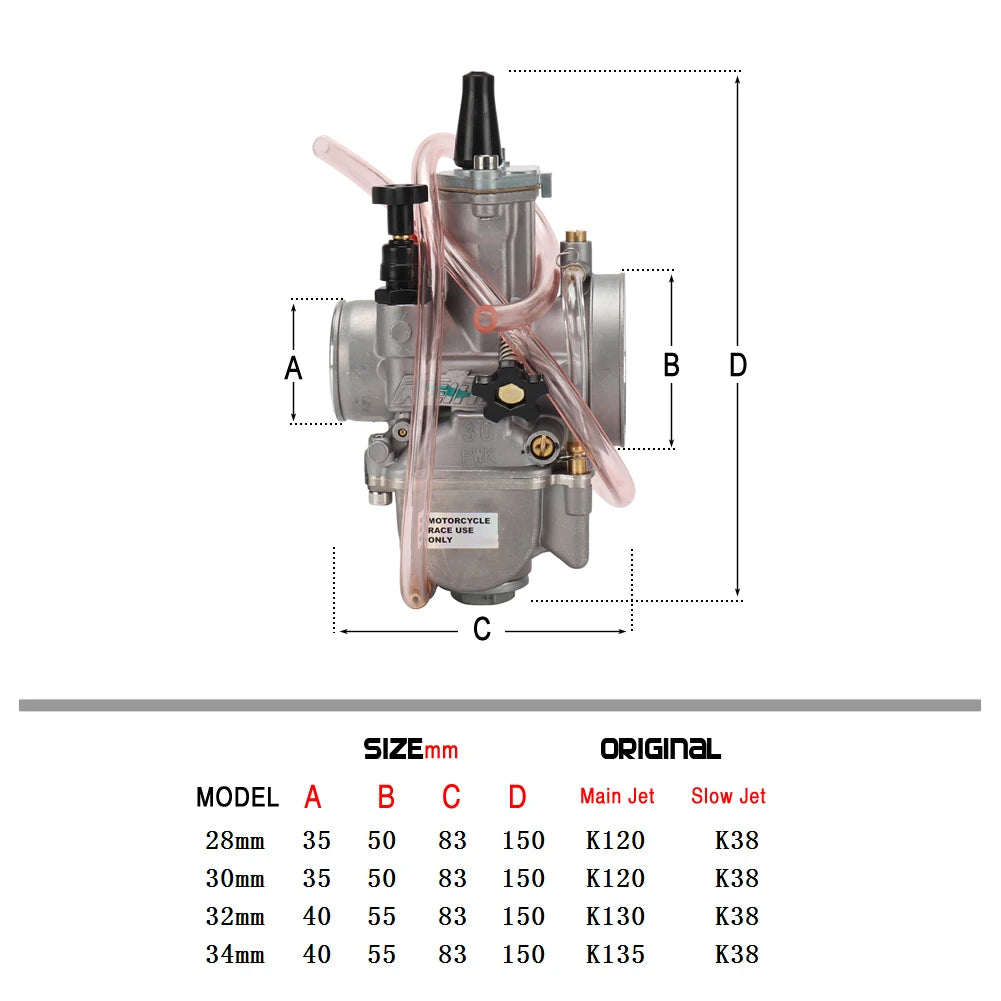 Keihin PWK 24/26/28/30/32/34mm Carburetor for 2T/4T Scooter, ATV, Dirt Bike, Enduro Motocross
