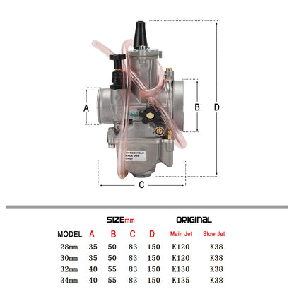 Keihin PWK 24/26/28/30/32/34mm Carburetor for 2T/4T Scooter, ATV, Dirt Bike, Enduro Motocross
