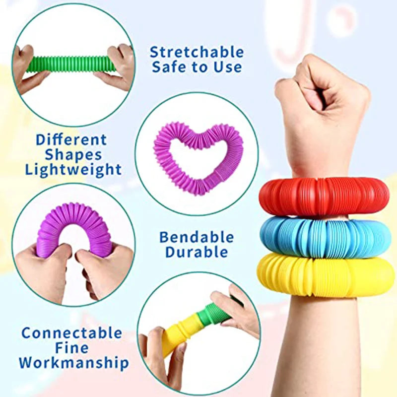50PCS Colorful Telescopic Tubes Stress Relief Sensory Toy Party Favors