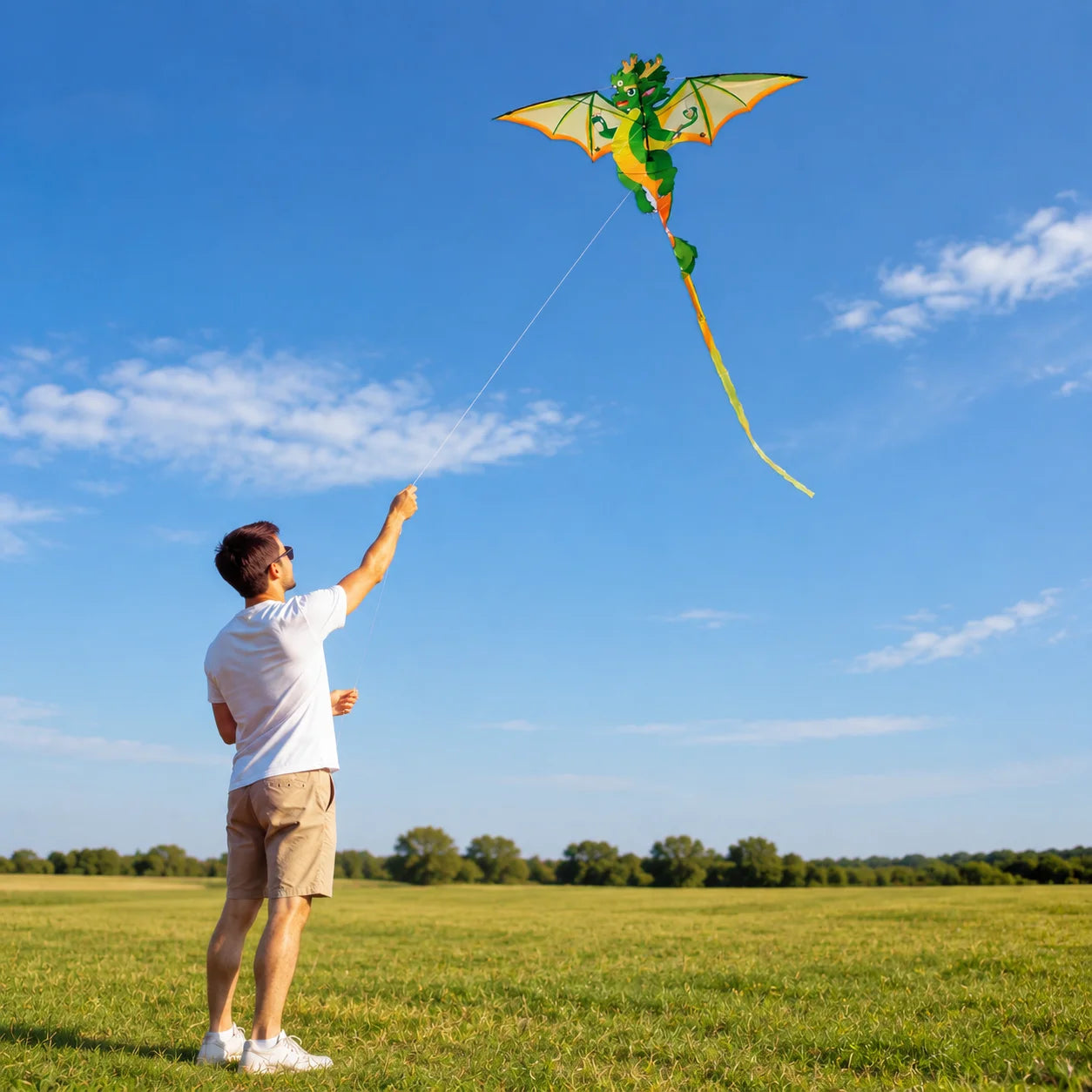 Yongjian Green Chinese Dragon Kite 50m Upgraded Cartoon Stunt Kite