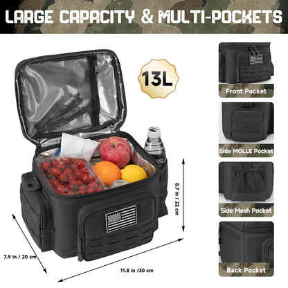 Tactical Insulated Lunch Bag for Men Heavy Duty Cooler Box Work Camping Picnic