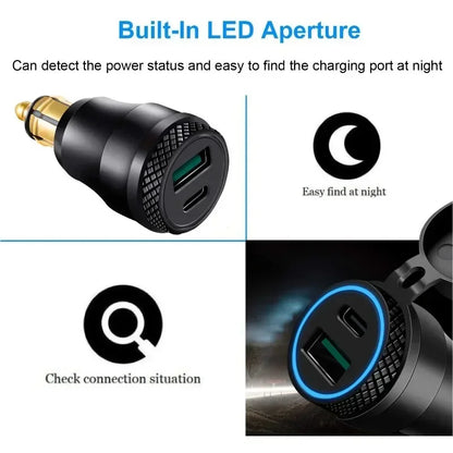 Motorcycle Waterproof Charger 30W USB Hella DIN Plug PD for BMW Ducati Triumph