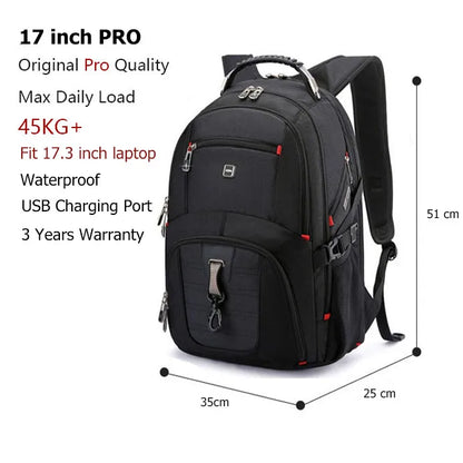 Swiss-Multifunctional bags Durable 17 Inch Laptop Backpack, Travel Bag,College Bookbag,USB Charging Port,Water Resistant-EXPROTAS