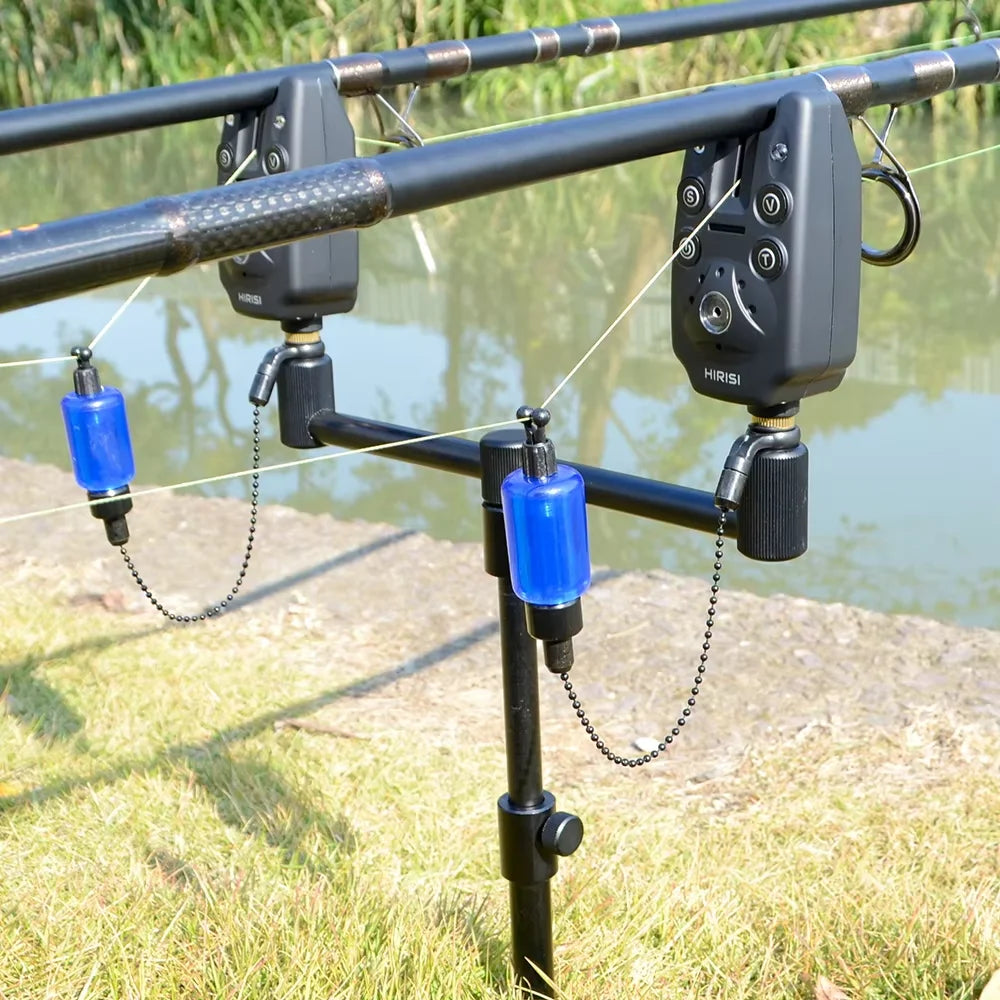 Hirisi Carp Fishing Bite Alarm Swinger Set Rod Pod Bank Stick Tackle Kit