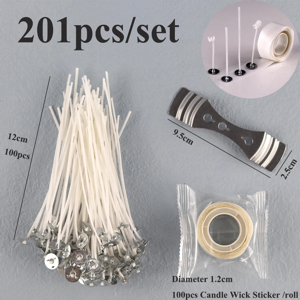 Candle Wicks Pre Waxed with Sustainers Long Tabbed for Craft Making 100pcs