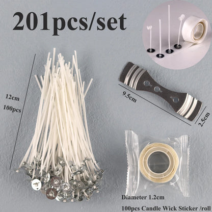 Candle Wicks Pre Waxed with Sustainers Long Tabbed for Craft Making 100pcs