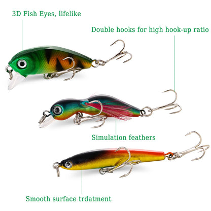 4PCS Hook Fishing Lures Wobbler Set for Bass Sea Carp Bait Tackles