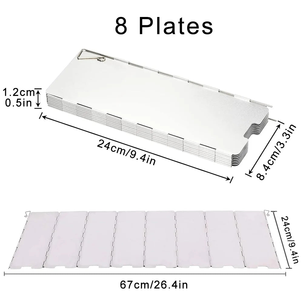 Camping Stove Wind Shield Foldable Gas Cooker Outdoor Alloy Windscreen