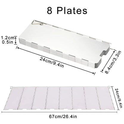 Camping Stove Wind Shield Foldable Gas Cooker Outdoor Alloy Windscreen