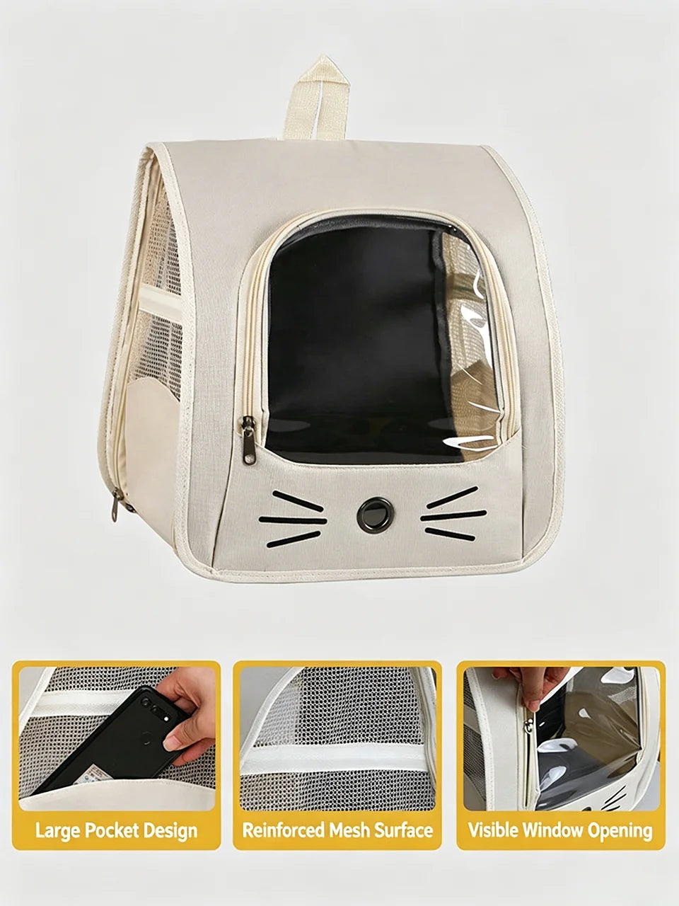 Breathable Travel Bag Carrier Backpack for Cats & Small Dogs Transparent