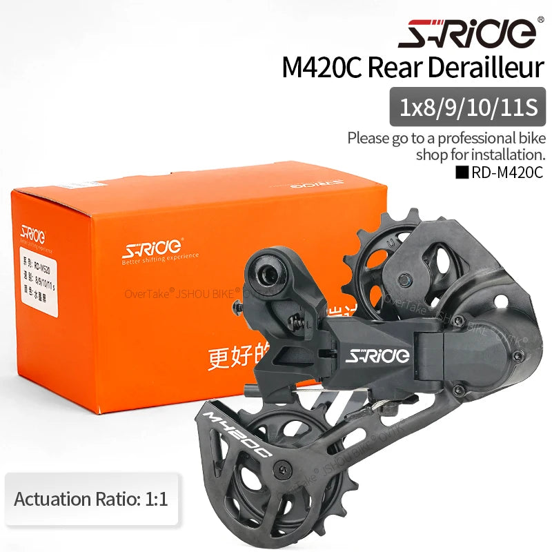 S-RIDE M420C Rear Derailleur 8-11 Speed MTB Single Crankset Guide Wheel