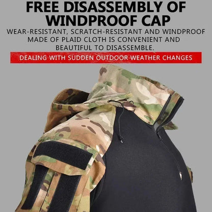 Men's Tactical Long Sleeve Camo Shirt Hooded Quick Dry T-shirt