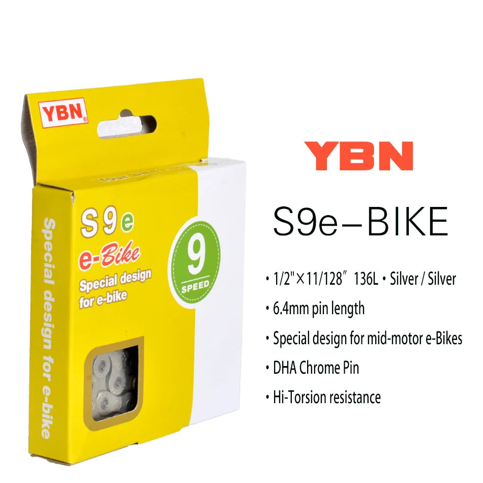 E-Bike Chain YBN 8/9/10/11/12 Speed for Bosch Shimano Mid-Motor Systems