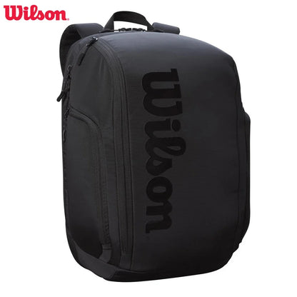 Wilson Roger Federer Tennis Bag Black Pro Staff V13 Super Tour Team Tennis Backpack For 2 Racquets With Isolation Compartmen-EXPROTAS
