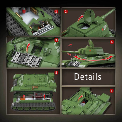 WW2 Soviet T-34 Medium Tank Building Blocks Military Brick Model Toy Set