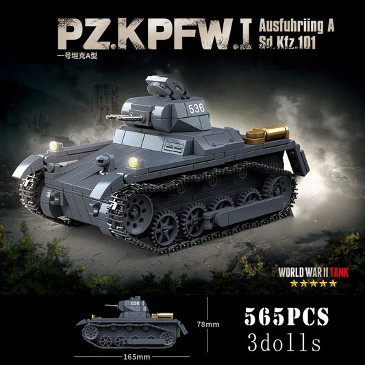 WW2 German Panzer I Tank Building Blocks Military Armoured Brick Toy Set