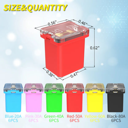 36PCS Low Profile Box Fuse Assortment Automotive Micro Car Fuses