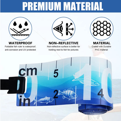 1Pcs Waterproof Fishing Measuring Tape Ruler 90cm Foldable Sticker