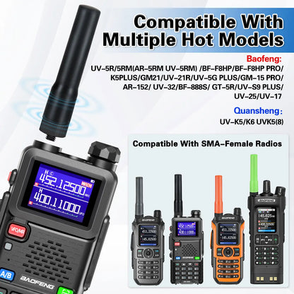 SMA-Female Antenna for Baofeng UV-32 UV-K5 Dual Band VHF UHF Radio