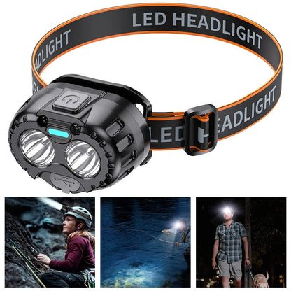 Waterproof Light LED Headlamp Rechargeable 250LM USB Torch for Camping