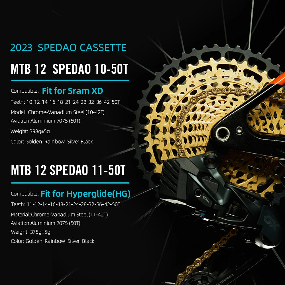 SPEDAO MTB Cassette 10–50T | 12-Speed XD Compatible Sprocket Steel Flywheel