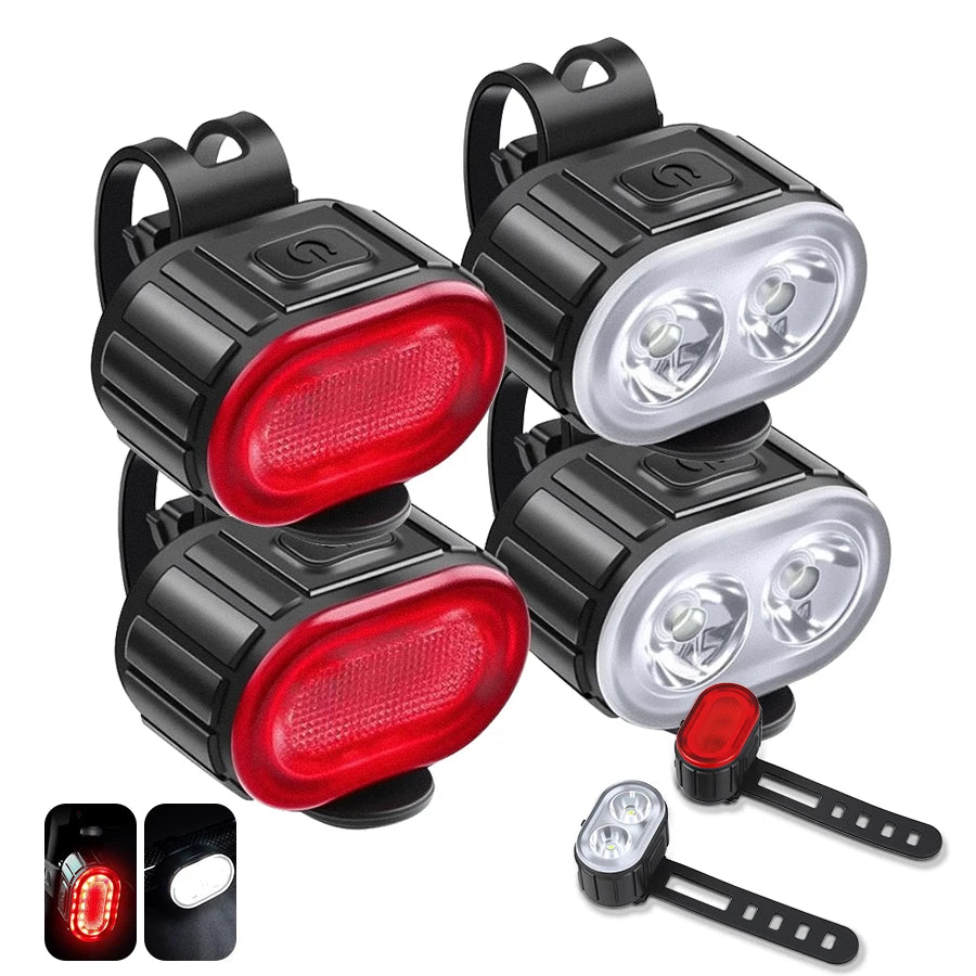 Rechargeable Bike Light Front Rear USB LED Torch Bicycle Lamp Waterproof