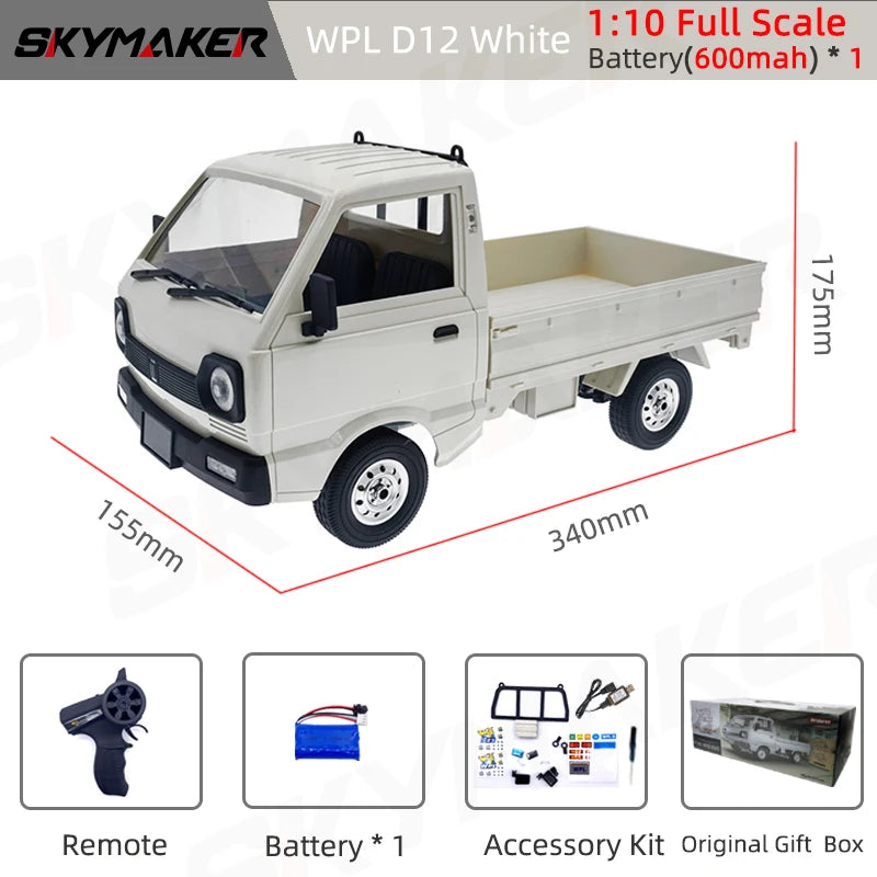 WPL D12 1:10 RC Car Simulation Drift Climbing Truck LED Light On-road RC Cars Trucks For Kids Gifts Toys-EXPROTAS