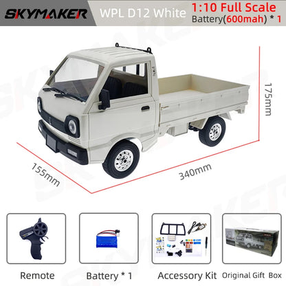 WPL D12 1:10 RC Car Simulation Drift Climbing Truck LED Light On-road RC Cars Trucks For Kids Gifts Toys-EXPROTAS