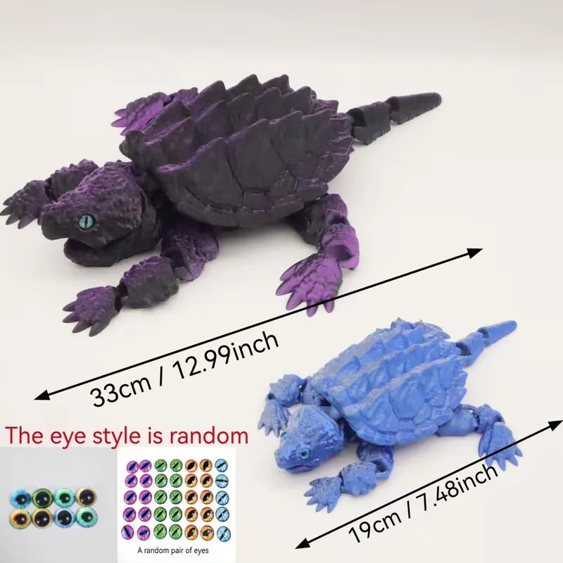 New 3D Printed Alligator Snapping Turtle with Flexible, Movable Joints And an Open Mouth - A Popular Gift And Desktop Ornament