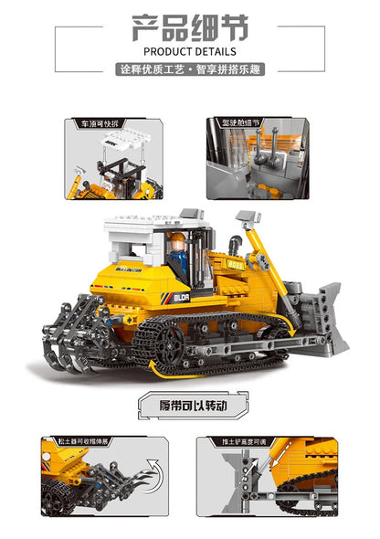 MOC Engineering Vehicle Building Blocks Wheel Loader Crane Bulldozer Truck Set