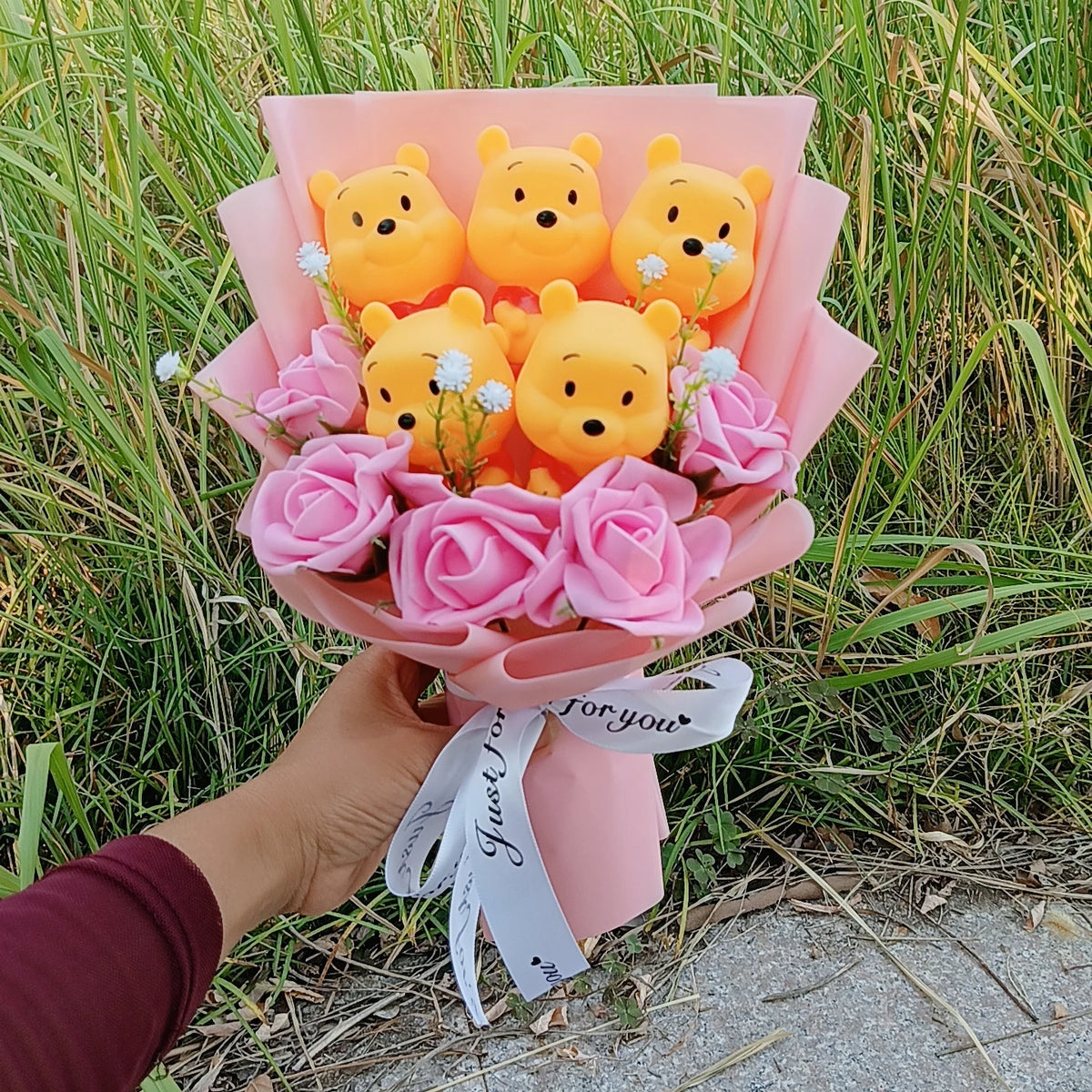 Pooh Bear Bouquet Plush Doll for Wedding Graduation Birthday Christmas