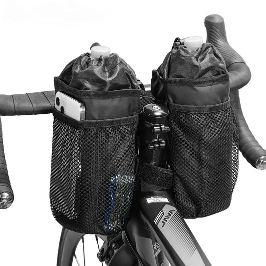 Bicycle Handlebar Stem Bag Water Bottle Holder Thermal Cup Carrier with Pocket