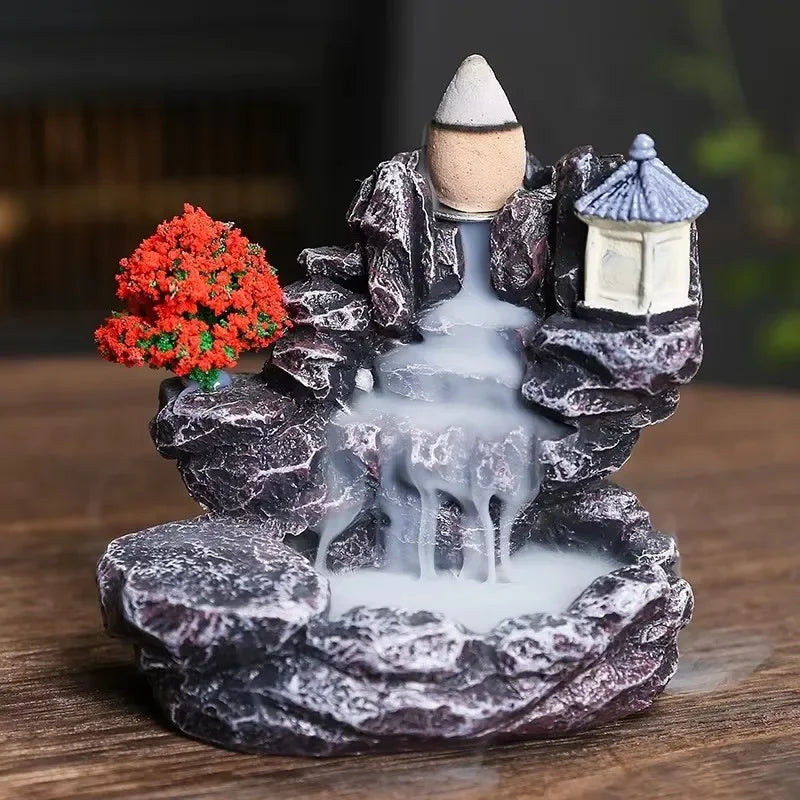 Backflow Incense Holder Waterfall Burner Ceramic Home Decor with Cones
