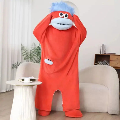 Big Mouth Monster Unisex Funny Oversized Fleece Plush Pajamas Jumpsuit