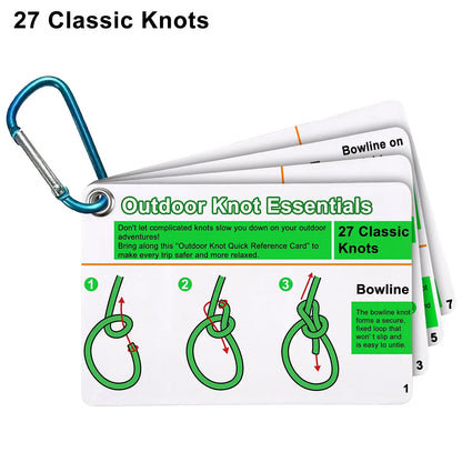 Includes 27 Rope Knot Cards Waterproof Tying Guide for Rock Climbing