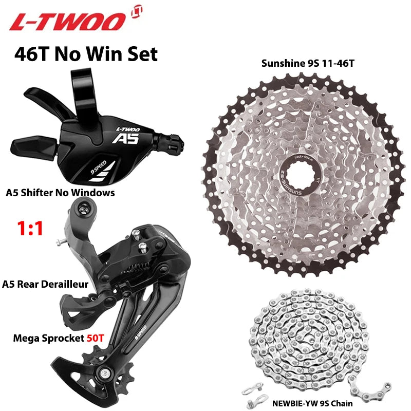 LTWOO A5 1x9 MTB Groupset Kit Shifter + Rear Derailleur + SUNSHINE Cassette 36-50T + Chain - EXPROTAS