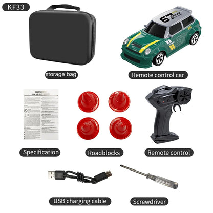 RC Drift Car 1:64 Remote Control Racing Toy 4WD LED Lights