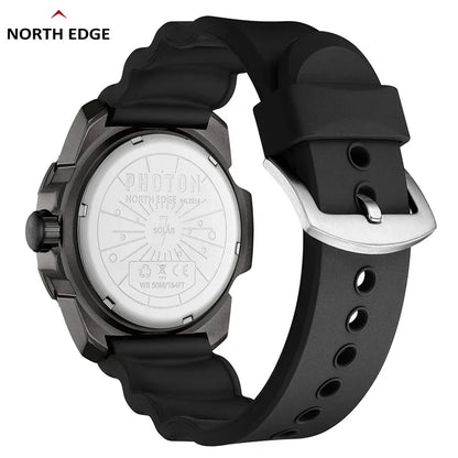 North Edge Solar Watch for Men 50M Waterproof Sport Silicone Strap