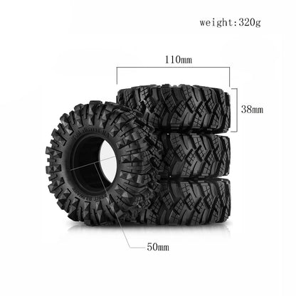 4pcs 110x38mm 1.9 Mud Terrain Tires for 1/10 RC Crawler SCX10 Capra TRX4